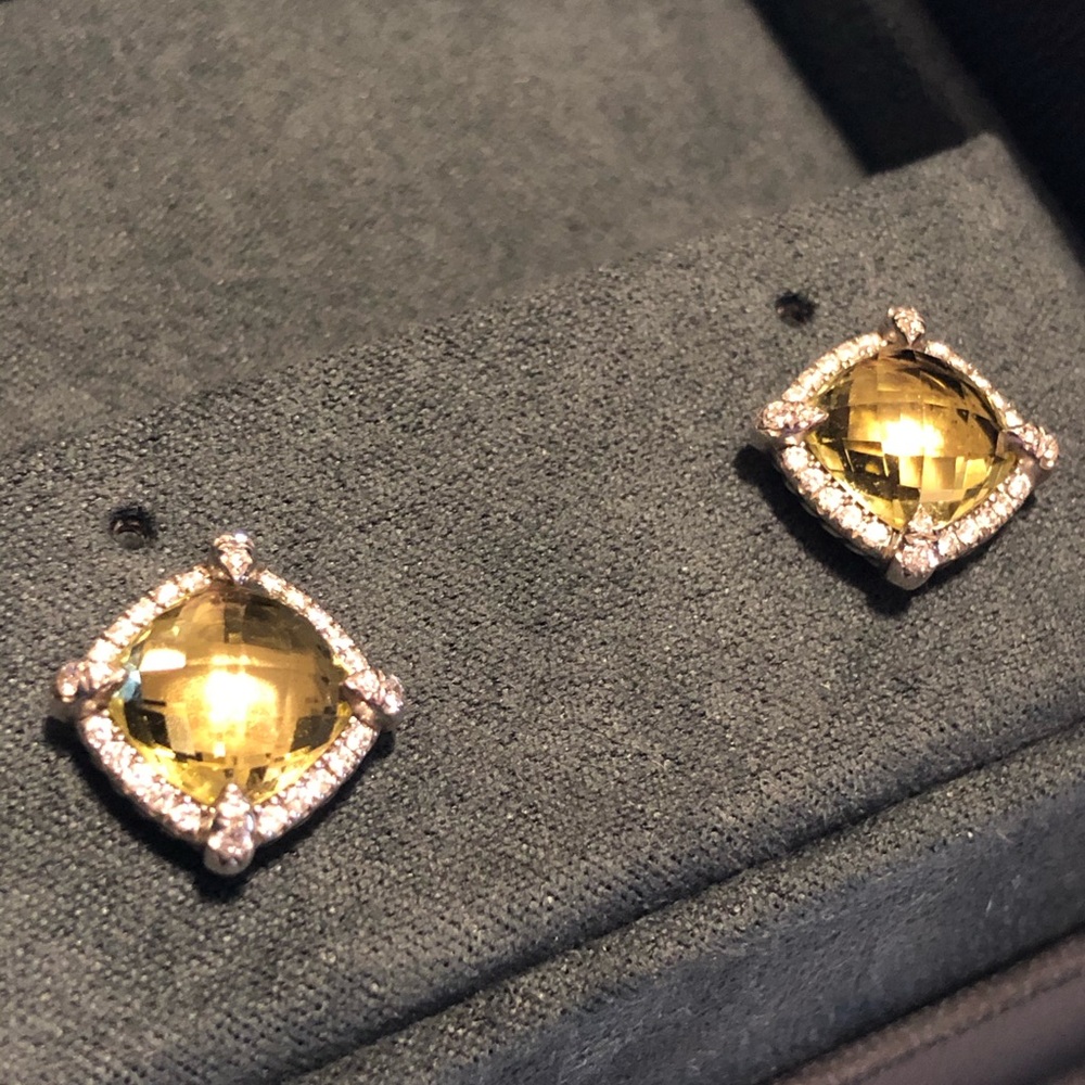 David Yurman Chatelaine Pave Bezel earrings